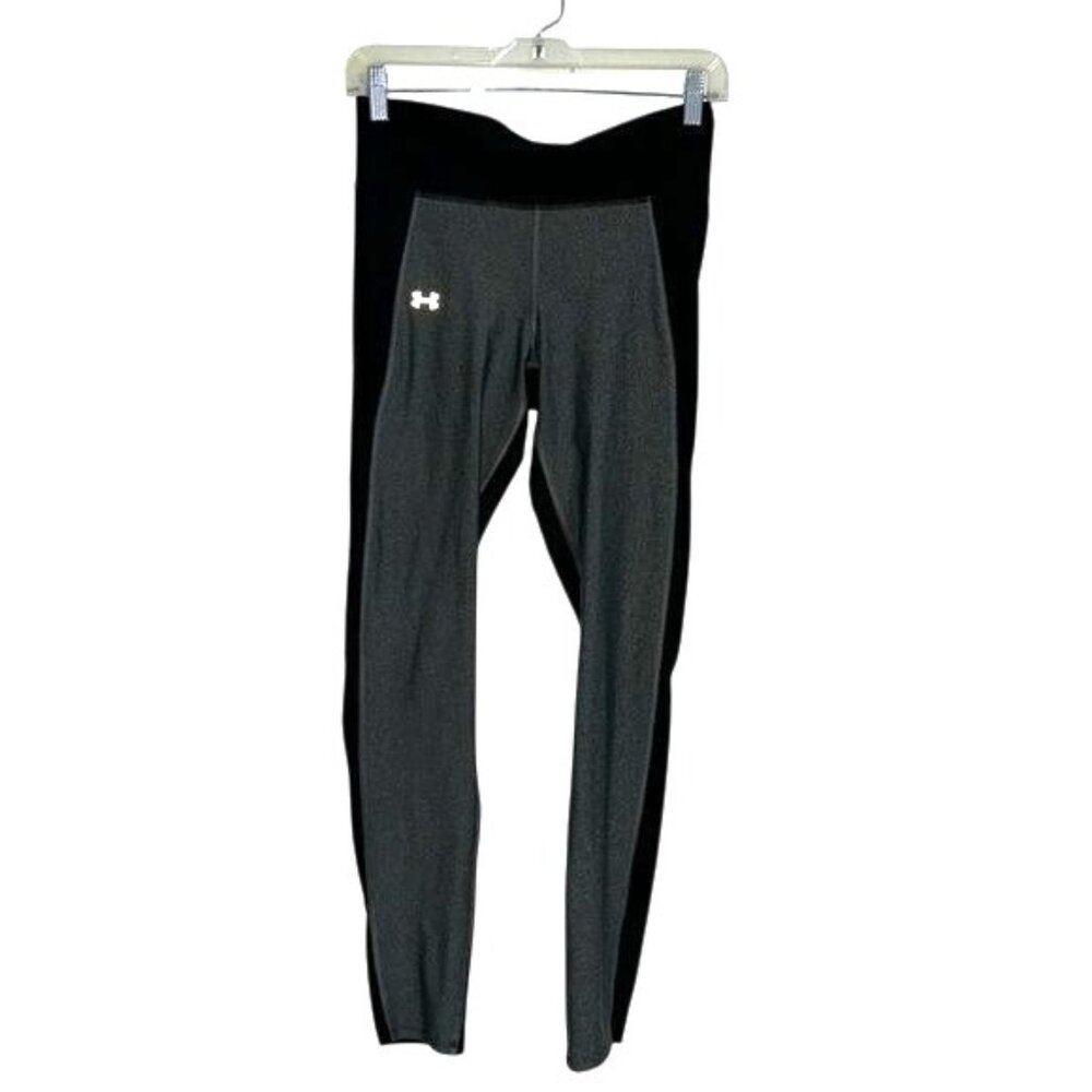 Under Armour Womens Black & Gray Compression Leggings Size S Stretchy Athletic F